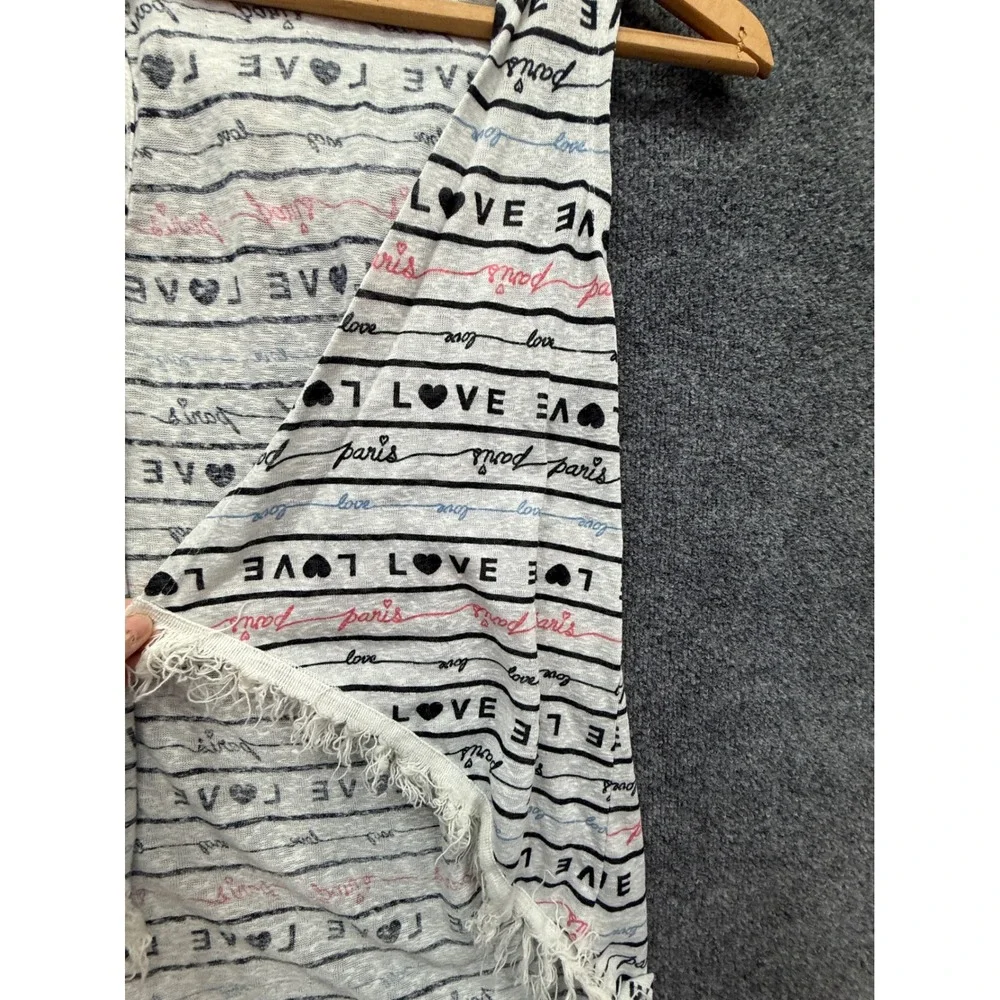 Self Esteem Vest Kids Large Gray Paris Heart Fringe Hooded Layering Top Boho Y2K